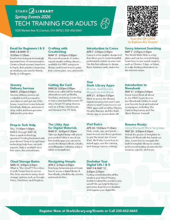 Main Library Spring 2026 Branch Sheet - Tech Training