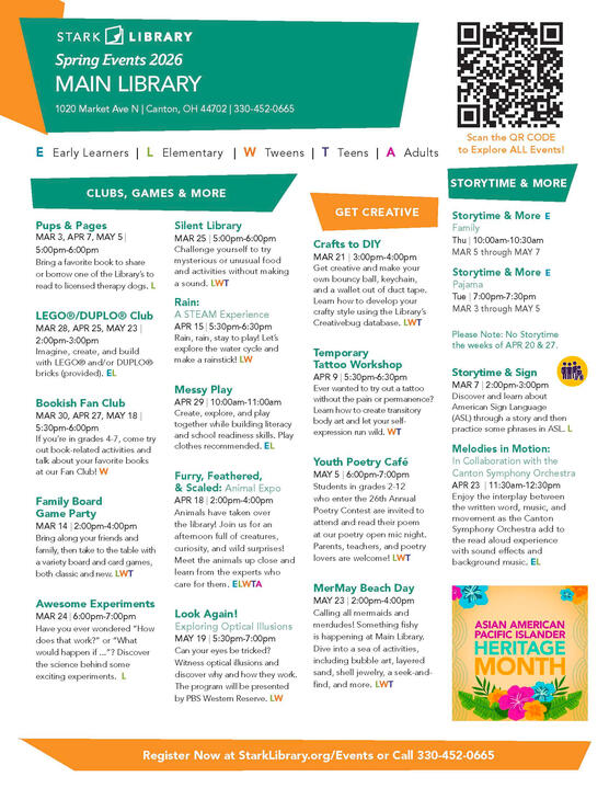 Main Library Spring 2026 Branch Sheet - Children &amp; Teens