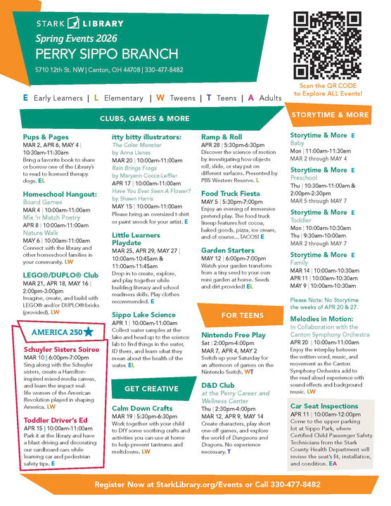 Perry Sippo Branch Spring 2026 Branch Sheet - Children &amp; Teens